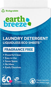 ITEM# 0110   Earth Breeze Laundry Detergent Sheets - Fresh Scent and Fragrance Free, Liquidless Technology… (Watch Video)