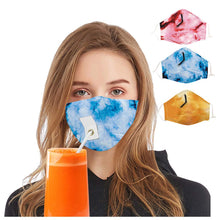 Load image into Gallery viewer, ITEM# 0014   Reusable Face Mask With Straw Hole for Drinking, Protective Adjustable Face Mask Printed Breathable Colorful Face Mask for Outdoor Indoor
