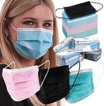 Load image into Gallery viewer, ITEM# 0017   TCP Global Salon World Safety - Sealed Dispenser Face Masks Breathable Disposable 3-Ply Protective PPE with Nose Clip and Ear Loops
