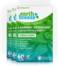 Load image into Gallery viewer, ITEM# 0110   Earth Breeze Laundry Detergent Sheets - Fresh Scent and Fragrance Free, Liquidless Technology… (Watch Video)
