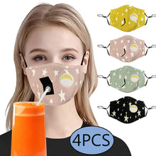 Load image into Gallery viewer, ITEM# 0014   Reusable Face Mask With Straw Hole for Drinking, Protective Adjustable Face Mask Printed Breathable Colorful Face Mask for Outdoor Indoor
