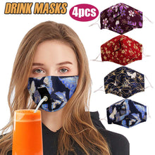 Load image into Gallery viewer, ITEM# 0014   Reusable Face Mask With Straw Hole for Drinking, Protective Adjustable Face Mask Printed Breathable Colorful Face Mask for Outdoor Indoor
