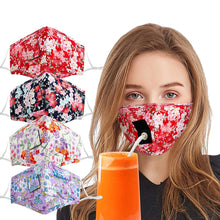 Load image into Gallery viewer, ITEM# 0014   Reusable Face Mask With Straw Hole for Drinking, Protective Adjustable Face Mask Printed Breathable Colorful Face Mask for Outdoor Indoor
