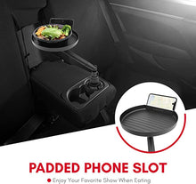 Load image into Gallery viewer, ITEM# 0052   Cup Holder Tray for Car - Adjustable Car Tray Table - Perfect Car Tray for Eating with 9&quot; Surface, Phone Slot, and Swivel Arm - Car Food Table for Most Cup Holders - Road Trip Car Accessory (Watch Video)
