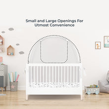 Load image into Gallery viewer, ITEM# 0065   Pro Baby Safety Pop Up Crib Tent, Fine Mesh Crib Netting Cover to Keep Baby from Climbing Out, Falls and Mosquito Bites, Safety Net, Canopy Netting Cover - Sturdy &amp; Stylish Infant Crib Topper (Watch Video)
