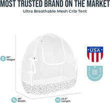 Load image into Gallery viewer, ITEM# 0065   Pro Baby Safety Pop Up Crib Tent, Fine Mesh Crib Netting Cover to Keep Baby from Climbing Out, Falls and Mosquito Bites, Safety Net, Canopy Netting Cover - Sturdy &amp; Stylish Infant Crib Topper (Watch Video)
