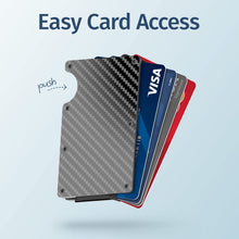 Load image into Gallery viewer, ITEM# 0011   Minimalistic Carbon Fiber Wallet - RFID Blocking Wallet, Business Card Holder and Credit Card Holder - Front Pocket Aluminum Slim Metal Wallet with Metal Money Clips (Watch Video)
