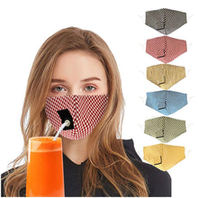 Load image into Gallery viewer, ITEM# 0014   Reusable Face Mask With Straw Hole for Drinking, Protective Adjustable Face Mask Printed Breathable Colorful Face Mask for Outdoor Indoor

