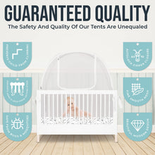 Load image into Gallery viewer, ITEM# 0065   Pro Baby Safety Pop Up Crib Tent, Fine Mesh Crib Netting Cover to Keep Baby from Climbing Out, Falls and Mosquito Bites, Safety Net, Canopy Netting Cover - Sturdy &amp; Stylish Infant Crib Topper (Watch Video)
