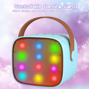 ITEM# 0094   Kids Toy Karaoke Machine, Small Portable Bluetooth Speaker with Wireless Microphone, Music MP3 Player (Watch Video)