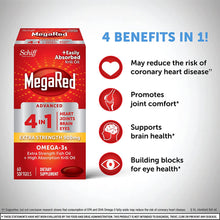 Load image into Gallery viewer, ITEM# 0088   MegaRed Fish Oil + Krill Oil 900mg Omega 3 Supplement with EPA &amp; DHA, Supports Heart, Brain, Joint and Eye Health, No Fishy Aftertaste (Watch Video)
