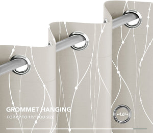 ITEM# 0067   Blackout Curtains and Drapes for any room Set of 2 - Room Darkening Curtains with Wave Dots Line Print (Watch Video)