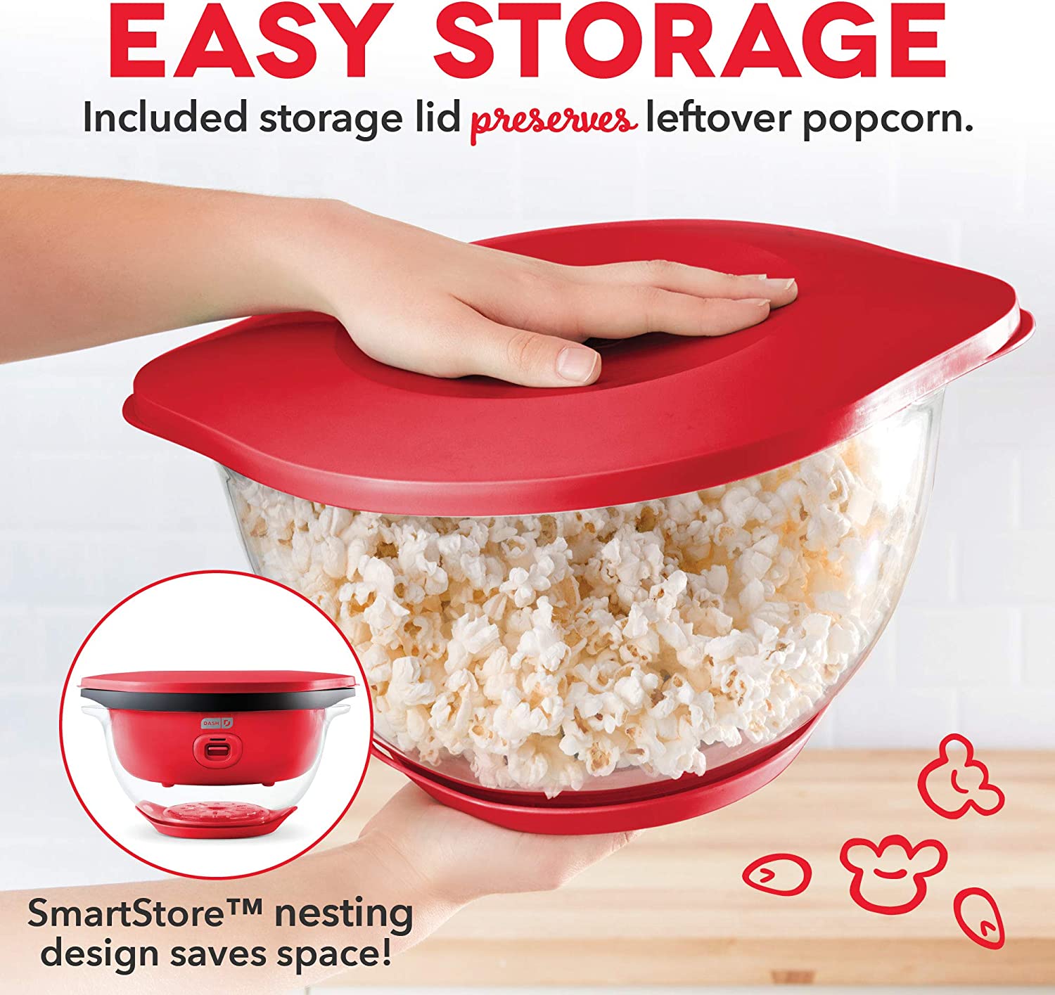 ITEM# 0111 DASH SmartStore™ Deluxe Stirring Popcorn Maker, Hot Oil