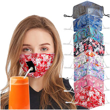 Load image into Gallery viewer, ITEM# 0014   Reusable Face Mask With Straw Hole for Drinking, Protective Adjustable Face Mask Printed Breathable Colorful Face Mask for Outdoor Indoor
