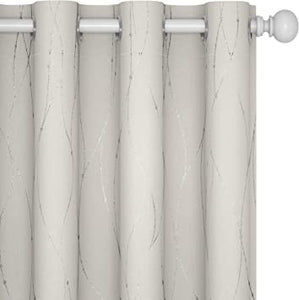 ITEM# 0067   Blackout Curtains and Drapes for any room Set of 2 - Room Darkening Curtains with Wave Dots Line Print (Watch Video)