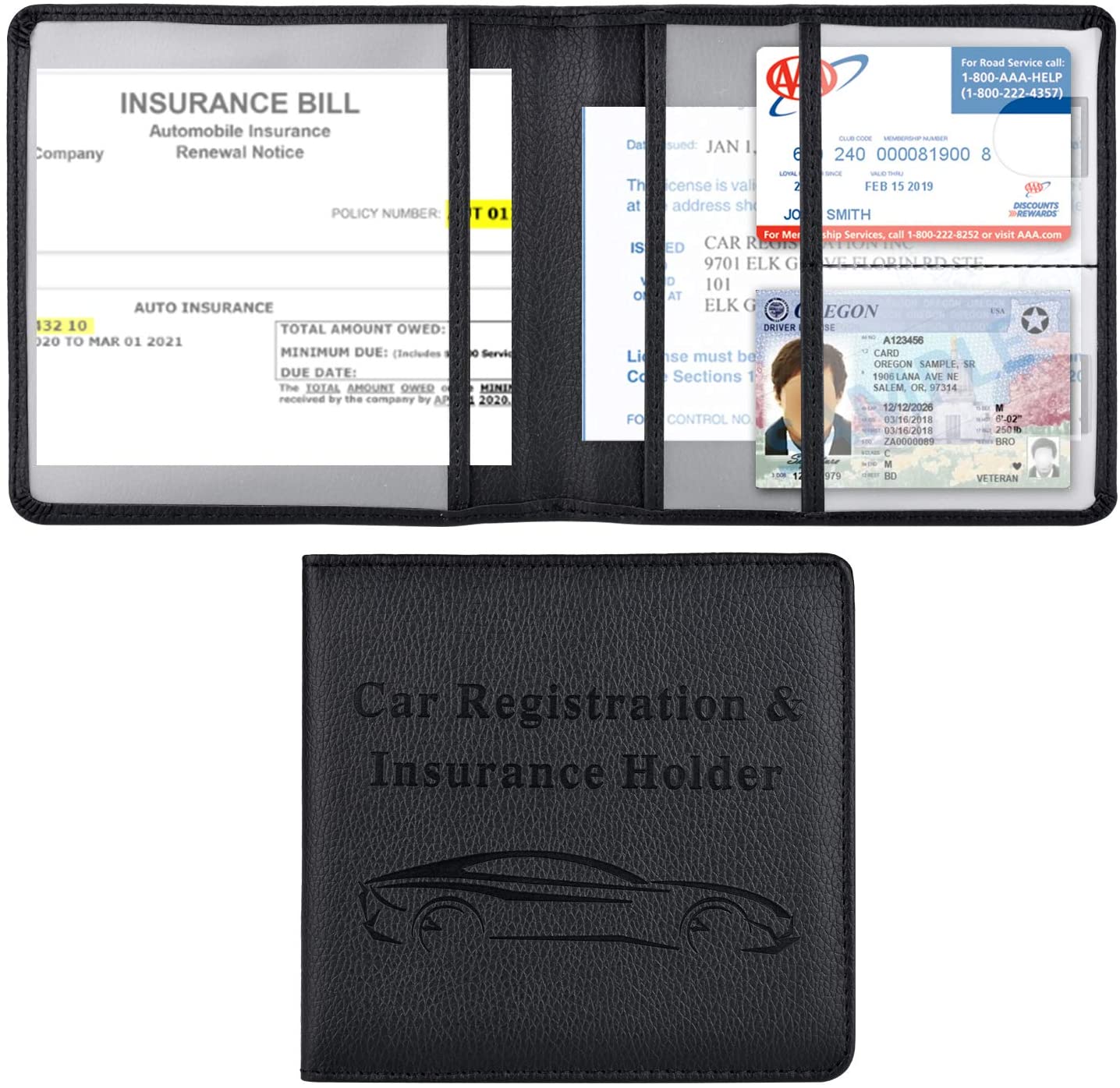Yyuenw Car Registration And Insurance Card Holder, Glove Box Paperwork Organizer Magnetic Buckle Easy Access Protect Documents Various Cards Vehicle