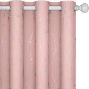 ITEM# 0067   Blackout Curtains and Drapes for any room Set of 2 - Room Darkening Curtains with Wave Dots Line Print (Watch Video)