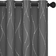 Load image into Gallery viewer, ITEM# 0067   Blackout Curtains and Drapes for any room Set of 2 - Room Darkening Curtains with Wave Dots Line Print (Watch Video)
