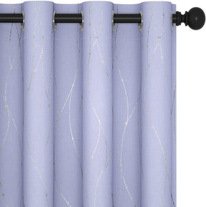 ITEM# 0067   Blackout Curtains and Drapes for any room Set of 2 - Room Darkening Curtains with Wave Dots Line Print (Watch Video)