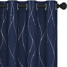 Load image into Gallery viewer, ITEM# 0067   Blackout Curtains and Drapes for any room Set of 2 - Room Darkening Curtains with Wave Dots Line Print (Watch Video)
