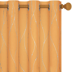 ITEM# 0067   Blackout Curtains and Drapes for any room Set of 2 - Room Darkening Curtains with Wave Dots Line Print (Watch Video)