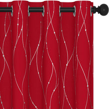 Load image into Gallery viewer, ITEM# 0067   Blackout Curtains and Drapes for any room Set of 2 - Room Darkening Curtains with Wave Dots Line Print (Watch Video)
