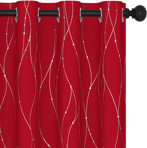 ITEM# 0067   Blackout Curtains and Drapes for any room Set of 2 - Room Darkening Curtains with Wave Dots Line Print (Watch Video)