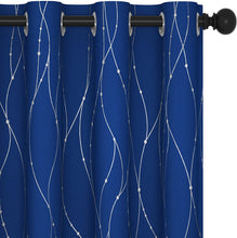 Load image into Gallery viewer, ITEM# 0067   Blackout Curtains and Drapes for any room Set of 2 - Room Darkening Curtains with Wave Dots Line Print (Watch Video)
