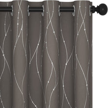 Load image into Gallery viewer, ITEM# 0067   Blackout Curtains and Drapes for any room Set of 2 - Room Darkening Curtains with Wave Dots Line Print (Watch Video)
